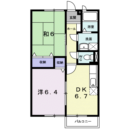 サンライズⅠ(2DK/2階)の間取り写真