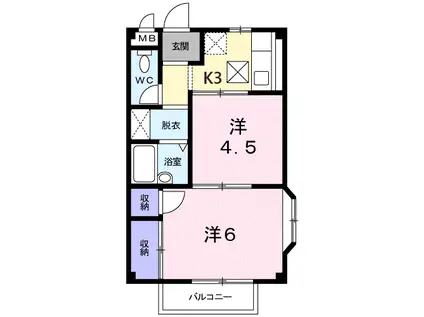 ボヌ-ルAI(2K/1階)の間取り写真
