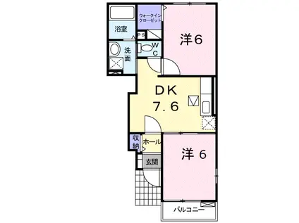 カーサ モレラ(2DK/1階)の間取り写真