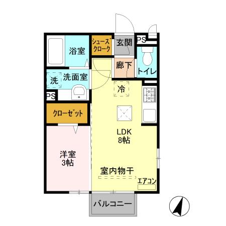 ソナ ヴェルデ2(1LDK/1階)の間取り写真