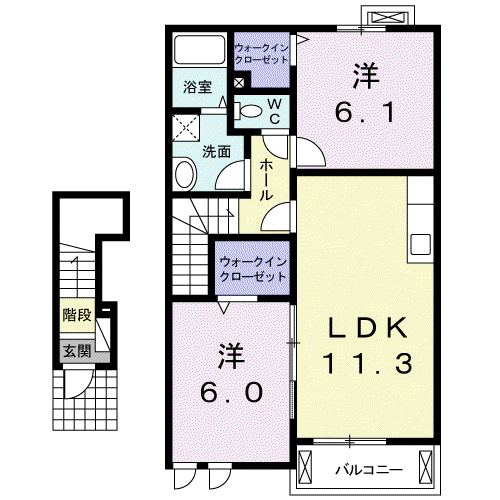 リュブミラーカⅢ(2LDK/2階)の間取り写真