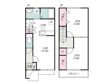 八高線 丹荘駅 徒歩77分 2階建 築10年(2LDK/2階)の間取り写真