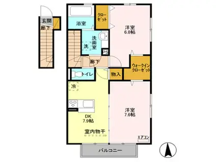 高崎線 新町駅(群馬) 徒歩21分 2階建 築10年(2DK/2階)の間取り写真