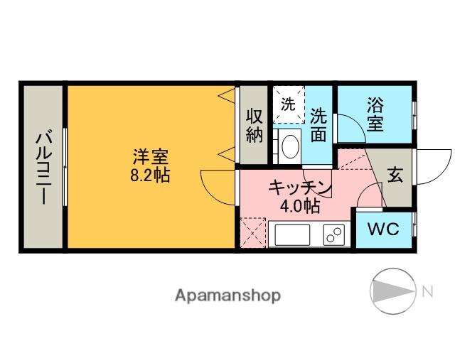 プラムハイツB(1K/1階)の間取り写真