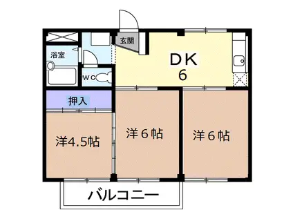 島田ハイツB(3DK/2階)の間取り写真