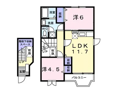 リバ-サイドビュ-B(2LDK/2階)の間取り写真