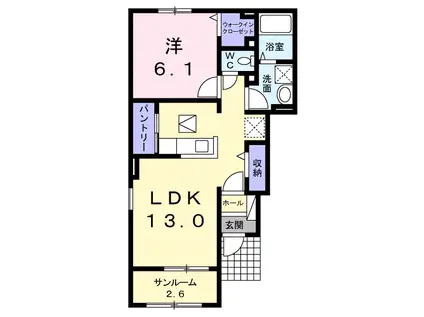 メゾン エスポワール Ⅱ(1LDK/1階)の間取り写真