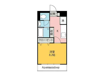 グリーンサイド(1K/2階)の間取り写真