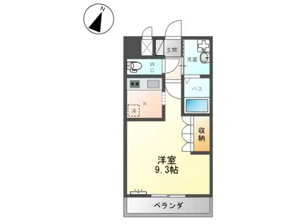 ソイエS(1K/2階)の間取り写真