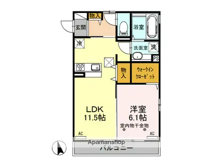 ハレアカラ(1LDK/1階)の間取り写真