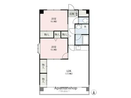 ラルジェ中里(2LDK/3階)の間取り写真