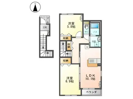 エスポワールA(2LDK/2階)の間取り写真