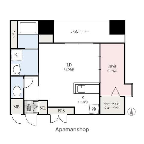 アルティザ北通町(1LDK/3階)の間取り写真