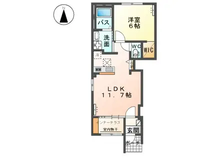 ベルグラーノ(1LDK/1階)の間取り写真