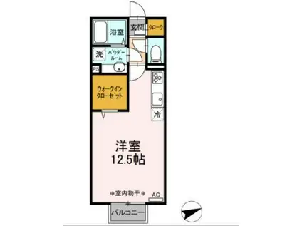 エクシブ高崎(ワンルーム/2階)の間取り写真