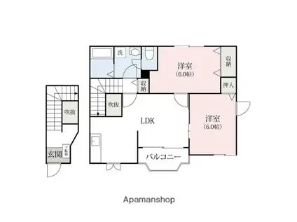 ラバーズウイングAB(2LDK/2階)の間取り写真