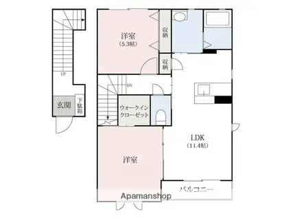 シャルルグランデ(2LDK/2階)の間取り写真