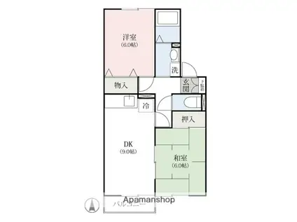 エスペランサ(2DK/2階)の間取り写真