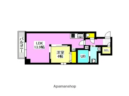 クオリアコート和田町(1LDK/5階)の間取り写真