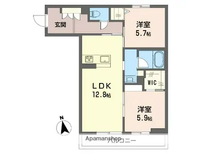 ヴィータ ミラビリス(2LDK/2階)の間取り写真