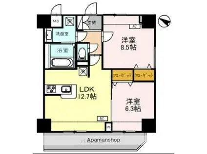 グラン・ルポ高崎(2LDK/11階)の間取り写真