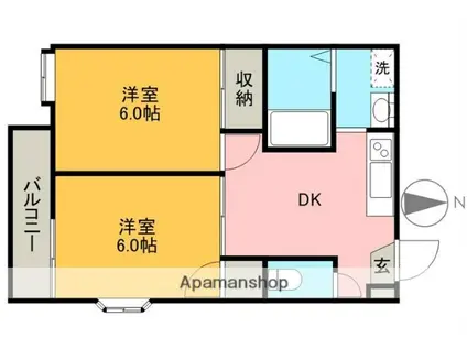 グリーンヒルN(2DK/2階)の間取り写真