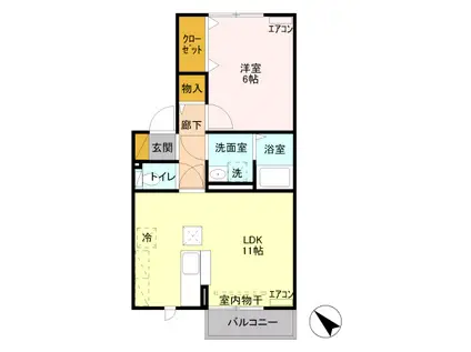 メイプル(1LDK/1階)の間取り写真