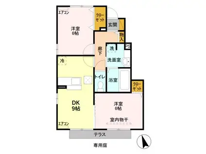 COWZ(2DK/1階)の間取り写真