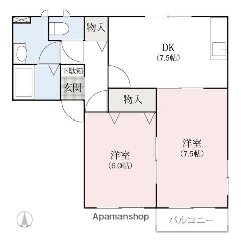 エスポワールKB(2DK/1階)の間取り写真