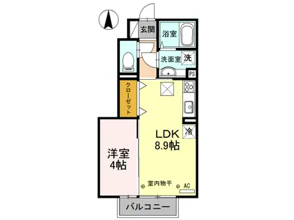 ヴィアーレ(1LDK/1階)の間取り写真