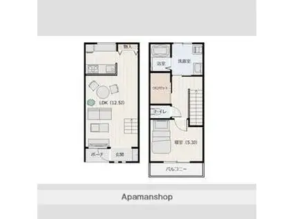 SQUARE PIT Ⅱ(1SLDK/1階)の間取り写真