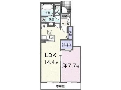 クレイドル下斎田C(1LDK/1階)の間取り写真