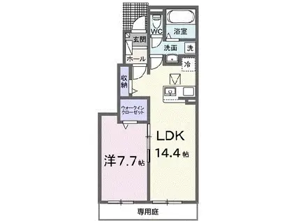 クレイドル下斎田C(1LDK/1階)の間取り写真