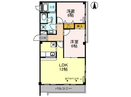 ファミール2000 B(2LDK/3階)の間取り写真