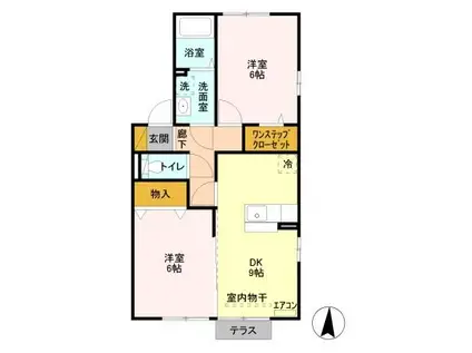 ファミールK・SII(2DK/2階)の間取り写真