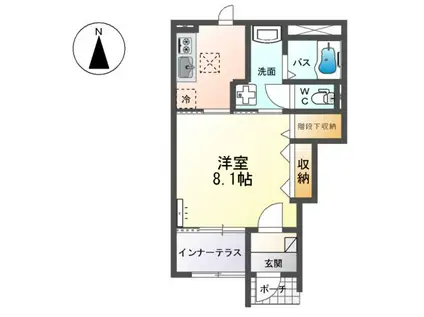 アヴニール(1K/1階)の間取り写真