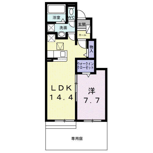 フローレス コート Ⅱ(1LDK/1階)の間取り写真