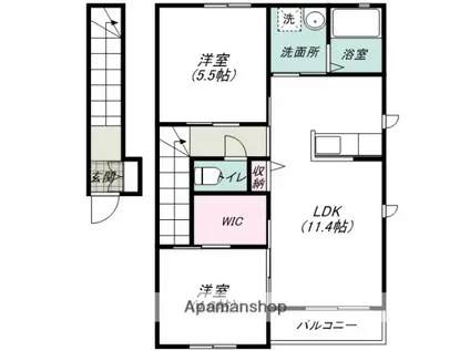 チュイルC棟(2LDK/2階)の間取り写真