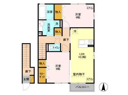 スクエアA(2LDK/2階)の間取り写真