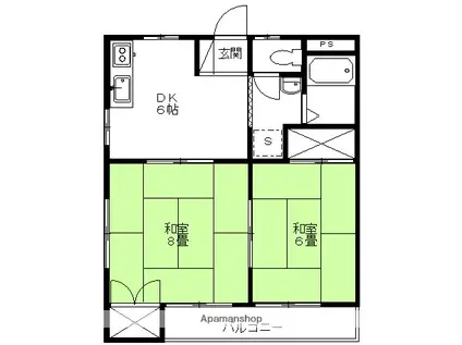 ローズガーデン敷島(2DK/3階)の間取り写真