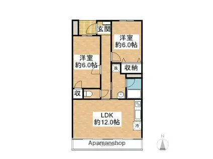 ラーレ前橋A・B(2LDK/1階)の間取り写真