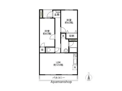 ラーレ前橋A・B(2LDK/2階)の間取り写真