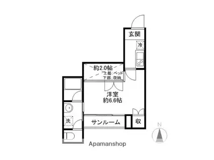 山岸ハイツ(1K/2階)の間取り写真
