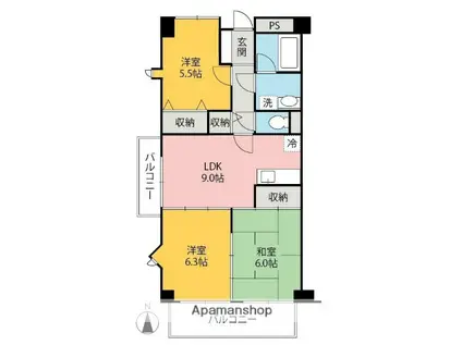 パレス国領(3DK/2階)の間取り写真