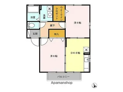 ドミール天川E(2DK/1階)の間取り写真