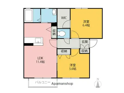メゾン清里二番館B・C(2LDK/1階)の間取り写真