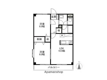 メゾンリュネール(2LDK/2階)の間取り写真