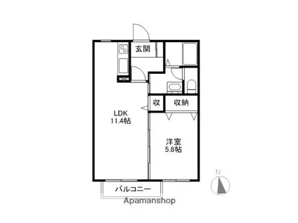 ツインバードAB(1LDK/1階)の間取り写真