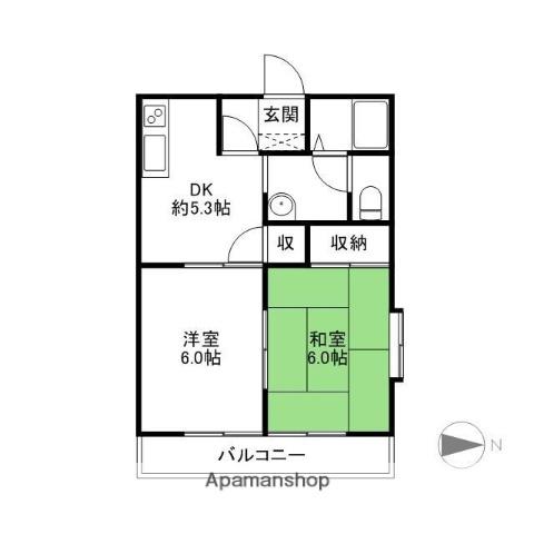 タカオハイツ(2DK/1階)の間取り写真