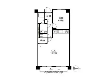 リエス前橋表町(1LDK/1階)の間取り写真